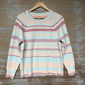 J. Crew 100% Cashmere Ribbed Crewneck Sweater Stripe Preppy Classic Womens XS